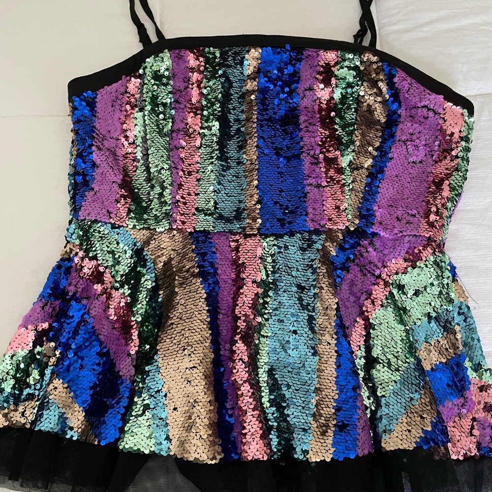 Endless Rose Sequined Peplum Cami Top - multicolored